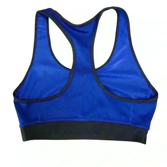 adidas Racerback Blue Sports Bra ClimaLite Metallic Logo Women's Small - Picture 2 of 5
